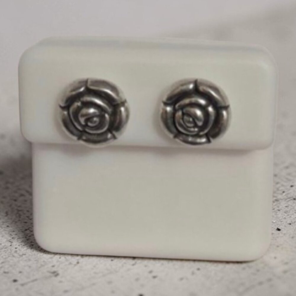 Sterling Silver Rose Earrings